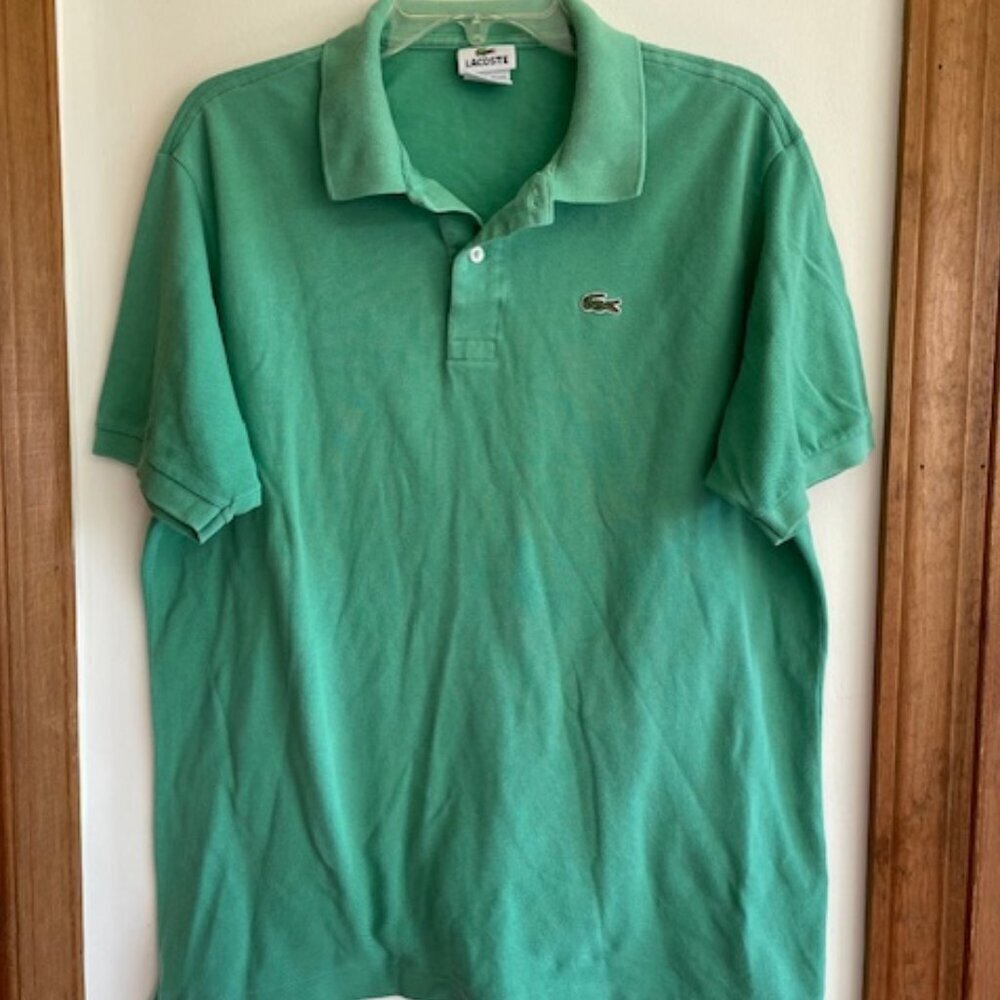 LACOSTE Green Pique Green Polo Shirt Short Sleeve Men XXL 7 (see measurement…